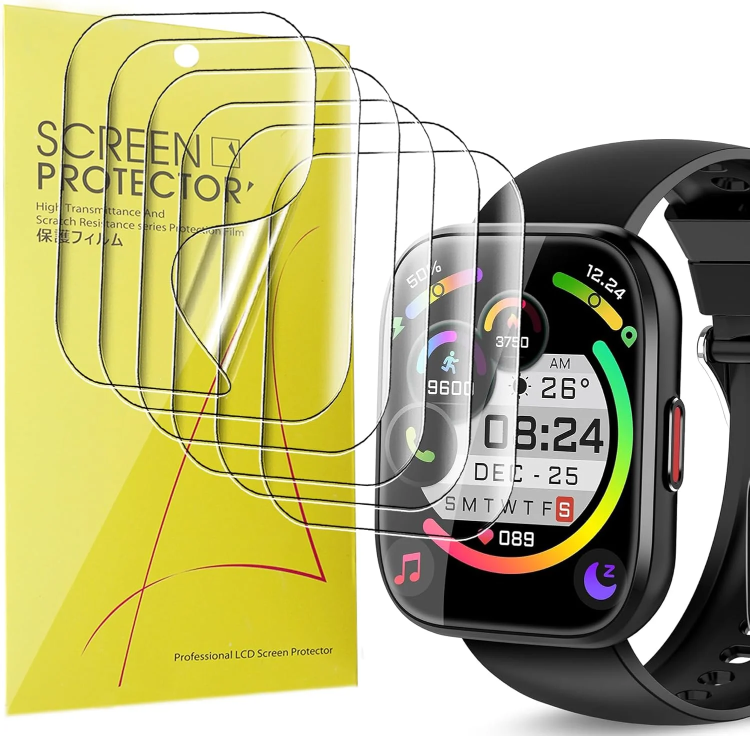 محافظ صفحه نمایش Blueshaweu سازگار با ساعت هوشمند VKROBAG 1.85 اینچی P114، محافظ صفحه نمایش TPU شفاف و انعطاف پذیر HD [بسته 6 عددی] سازگار با ساعت هوشمند VKROBAG P114 (شفاف)