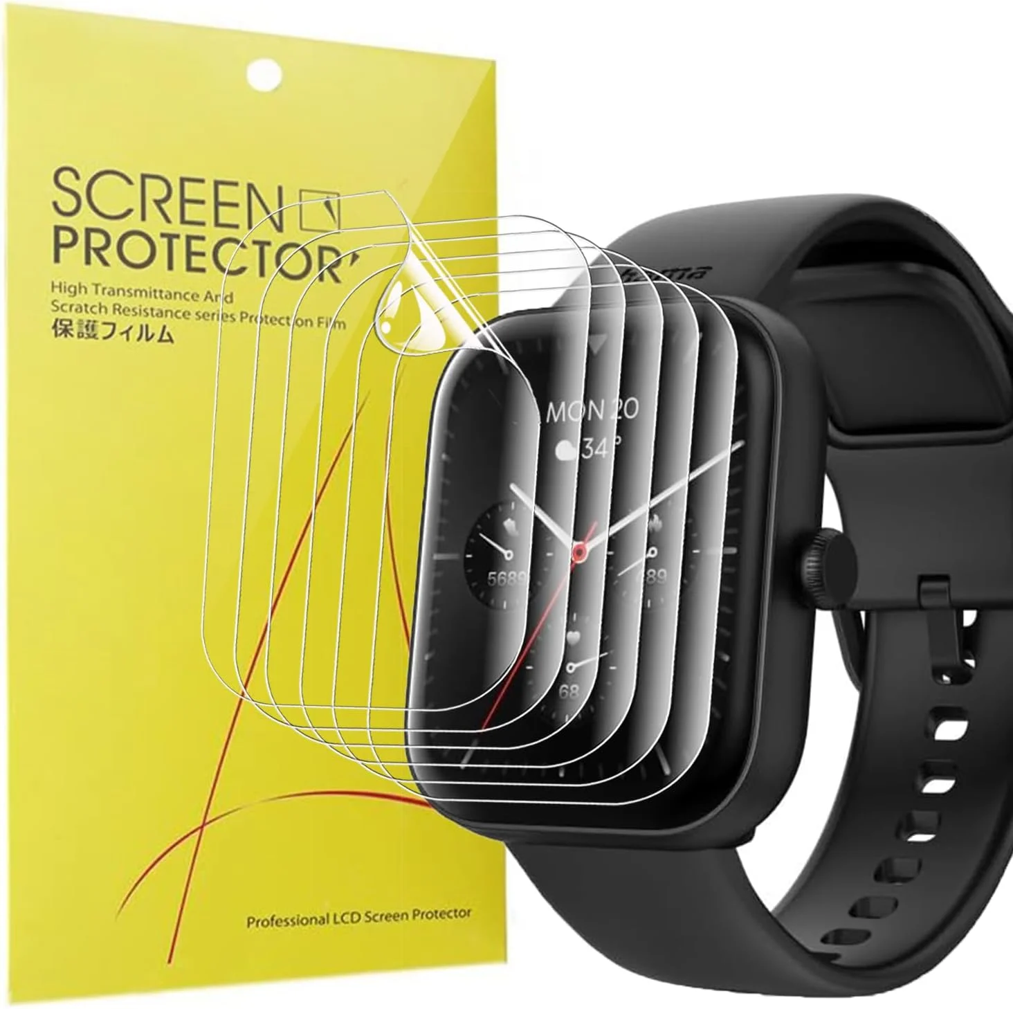 محافظ صفحه نمایش Blueshaweu سازگار با ساعت هوشمند Hama 1.65 اینچ 5000، محافظ صفحه نمایش TPU شفاف و انعطاف پذیر HD [بسته 6 عددی] سازگار با ساعت هوشمند Hama 5000 (شفاف)