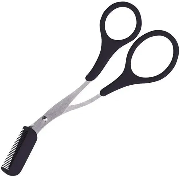 قیچی ابرو با شانه، ابزار اصلاح و حالت دهی موهای صورت (مشکی) قیچی ابرو با شانه، ابزار اصلاح و حالت دهی موهای صورت (مشکی)