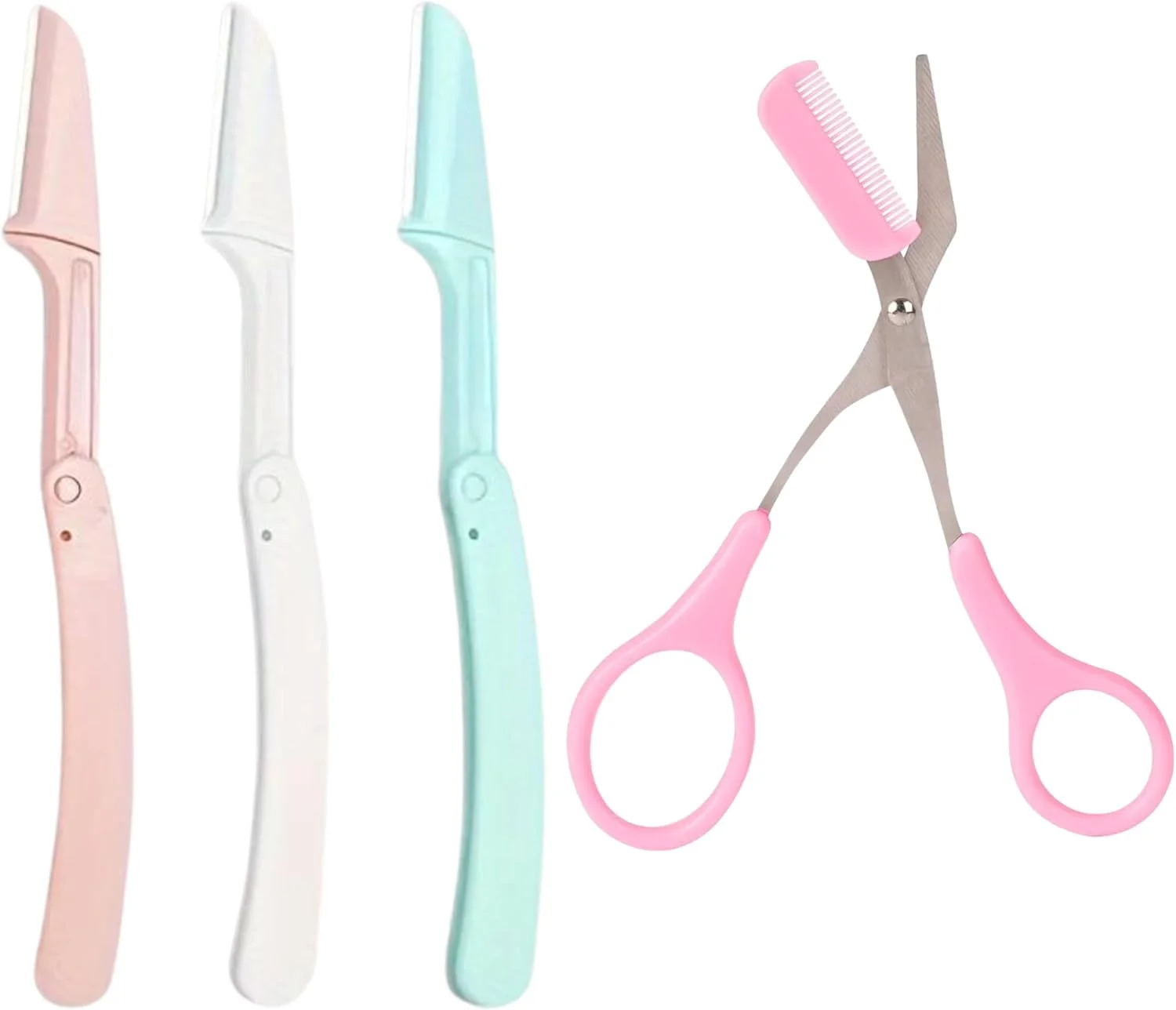 تیغ ابرو و قیچی ابرو با شانه (بسته 4 عددی) کیت اصلاح تاشو صورت، ابزار مینی اصلاح صورت، تیغ های درما برای از بین بردن موهای زائد زنان و مردان توسط TradeProvider® تیغ ابرو و قیچی ابرو با شانه (بسته 4 عددی) کیت اصلاح تاشو صورت، ابزار مینی اصلاح صورت، تیغ های درما برای از بین بردن موهای زائد زنان و مردان توسط TradeProvider®