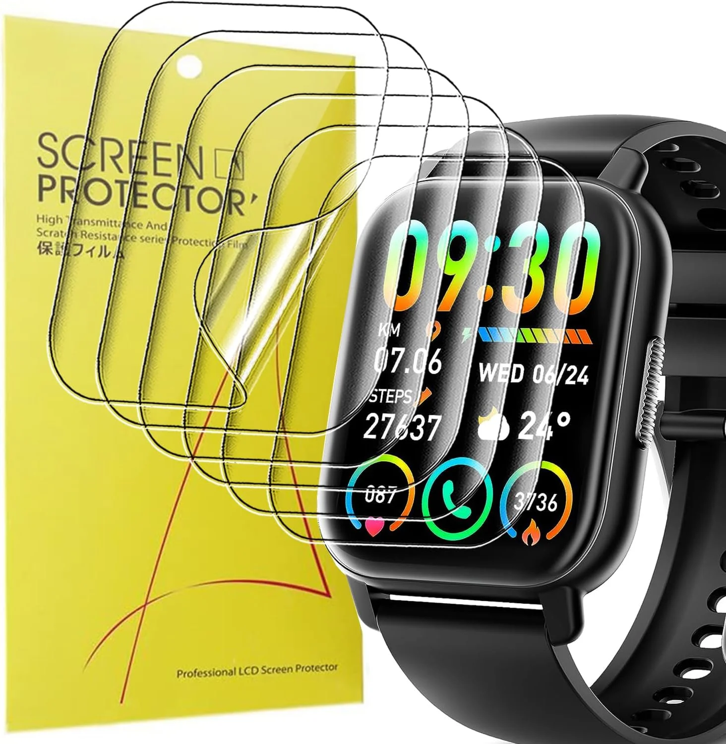 محافظ صفحه نمایش Blueshaweu سازگار با ساعت هوشمند Poounur Y6 سایز 1.85 اینچ، محافظ صفحه نمایش TPU شفاف و انعطاف پذیر HD [بسته 6 عددی] برای ساعت هوشمند Poounur Y6 / WeurGhy Y6 (شفاف)