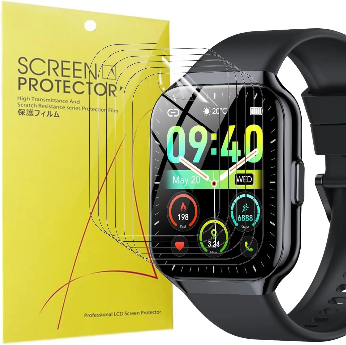 محافظ صفحه نمایش Blueshaweu سازگار با ساعت هوشمند CASCHO مدل P98 با صفحه نمایش 1.96 اینچی، محافظ صفحه نمایش TPU شفاف و انعطاف پذیر HD [بسته 6 عددی] برای ساعت هوشمند CASCHO P98 (شفاف)