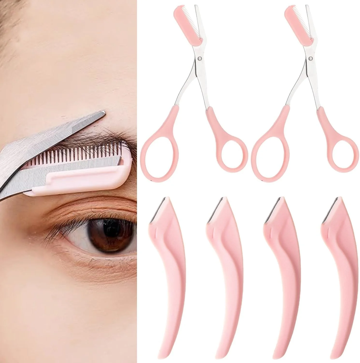 ست قیچی و تیغ ابرو 6 تکه، ابزار حرفه ای و دقیق برای فرم دادن و مرتب کردن ابرو به همراه شانه، مناسب برای آقایان، بانوان و افراد مبتدی ست قیچی و تیغ ابرو 6 تکه، ابزار حرفه ای و دقیق برای فرم دادن و مرتب کردن ابرو به همراه شانه، مناسب برای آقایان، بانوان و افراد مبتدی