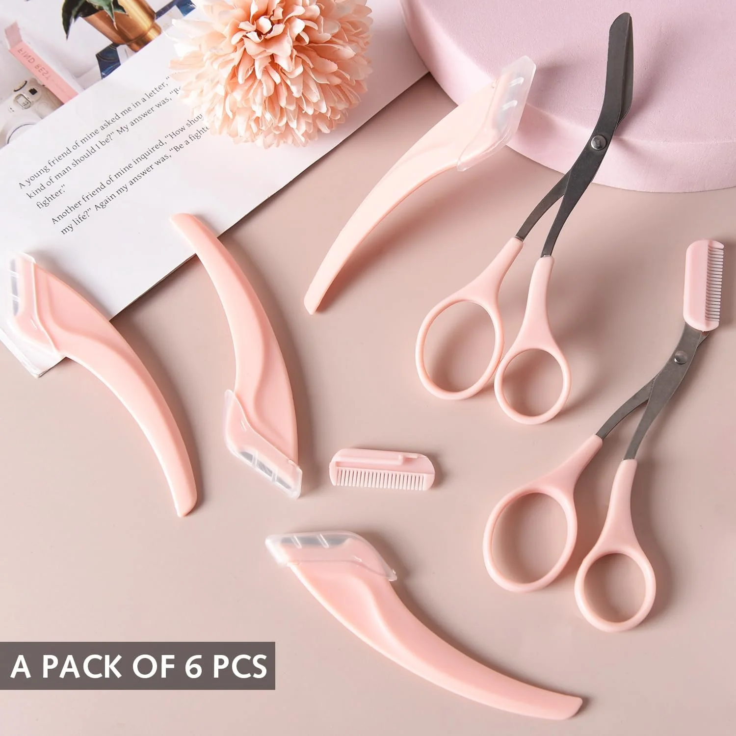 ست قیچی و تیغ ابرو 6 تکه، ابزار حرفه ای و دقیق برای فرم دادن و مرتب کردن ابرو به همراه شانه، مناسب برای آقایان، بانوان و افراد مبتدی ست قیچی و تیغ ابرو 6 تکه، ابزار حرفه ای و دقیق برای فرم دادن و مرتب کردن ابرو به همراه شانه، مناسب برای آقایان، بانوان و افراد مبتدی