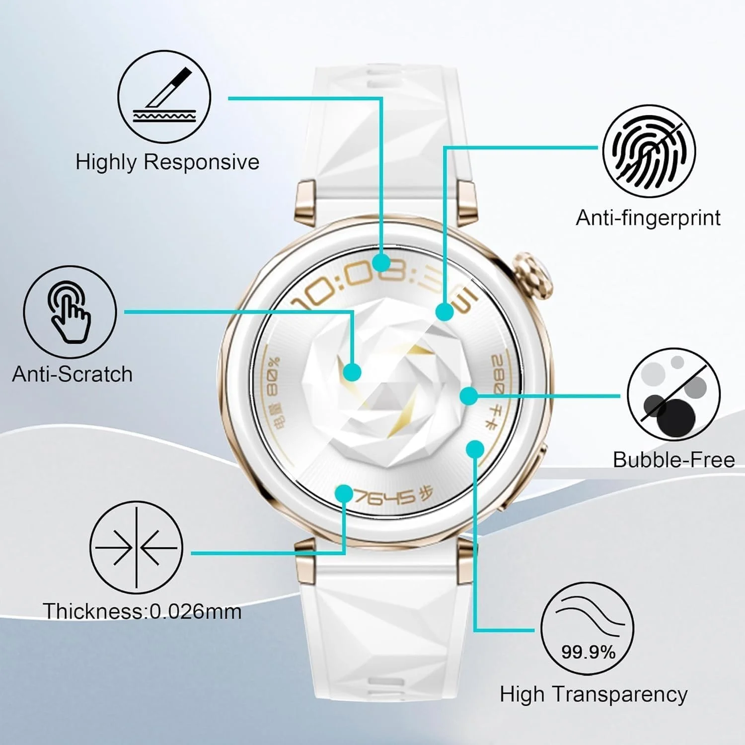 محافظ صفحه نمایش پریمیوم Aputue، مجموعه 3 عددی برای WATCH GT 5/GT 5 Pro 42mm، شیشه حرارت دیده 9H، نصب بدون حباب، محافظ صفحه نمایش HD شفاف و فوق العاده نازک