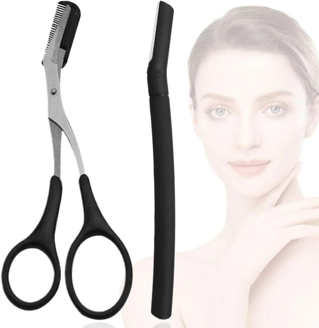 قیچی ابرو EAVUYIS همراه با شانه، بسته 2 عددی تیغ ابرو، قیچی ابرو برای کوتاه کردن ابرو و مژه، برای زنان و مردان (مشکی) قیچی ابرو EAVUYIS همراه با شانه، بسته 2 عددی تیغ ابرو، قیچی ابرو برای کوتاه کردن ابرو و مژه، برای زنان و مردان (مشکی)
