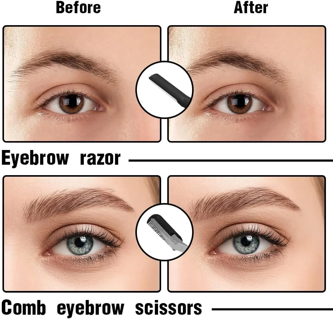 قیچی ابرو EAVUYIS همراه با شانه، بسته 2 عددی تیغ ابرو، قیچی ابرو برای کوتاه کردن ابرو و مژه، برای زنان و مردان (مشکی) قیچی ابرو EAVUYIS همراه با شانه، بسته 2 عددی تیغ ابرو، قیچی ابرو برای کوتاه کردن ابرو و مژه، برای زنان و مردان (مشکی)