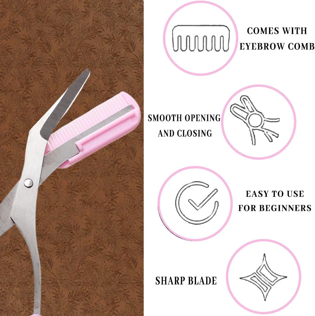 قیچی ابرو EAVUYIS به همراه شانه، بسته 2 عددی تیغ ابرو، قیچی ابرو برای کوتاه کردن ابرو و مژه، مناسب خانم ها و آقایان (صورتی) قیچی ابرو EAVUYIS به همراه شانه، بسته 2 عددی تیغ ابرو، قیچی ابرو برای کوتاه کردن ابرو و مژه، مناسب خانم ها و آقایان (صورتی)