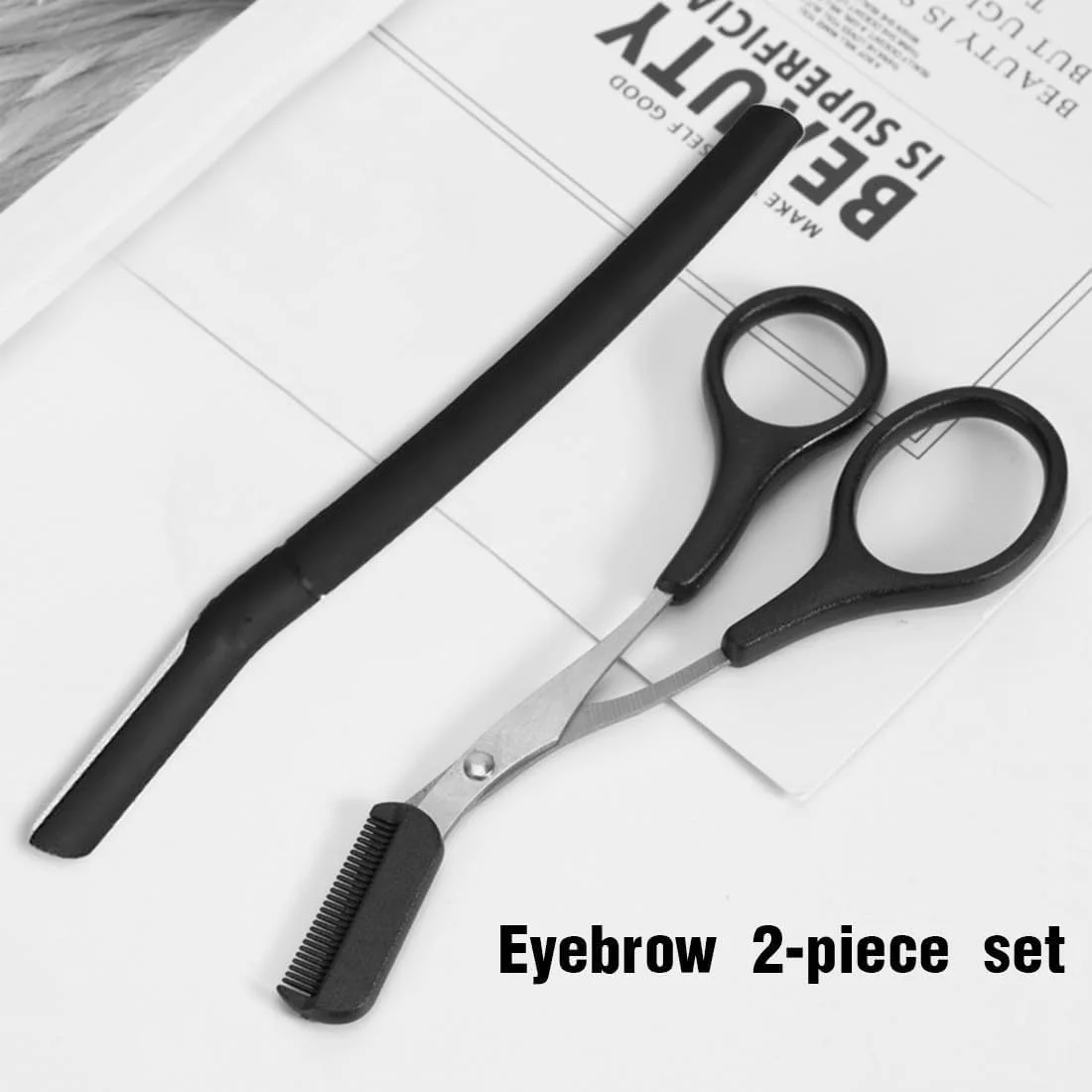 قیچی ابرو EAVUYIS همراه با شانه، بسته 2 عددی تیغ ابرو، قیچی ابرو برای کوتاه کردن ابرو و مژه، برای زنان و مردان (مشکی) قیچی ابرو EAVUYIS همراه با شانه، بسته 2 عددی تیغ ابرو، قیچی ابرو برای کوتاه کردن ابرو و مژه، برای زنان و مردان (مشکی)
