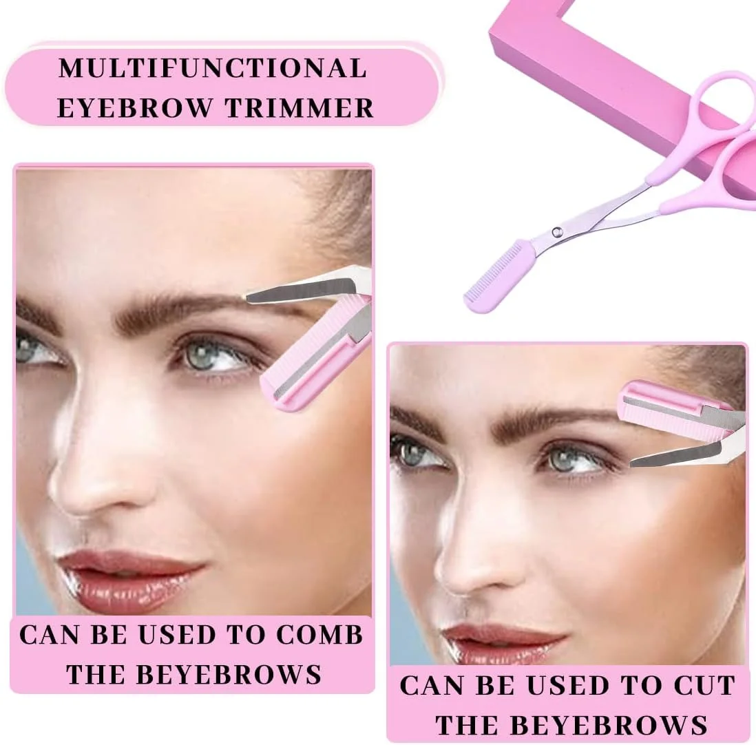 قیچی ابرو EAVUYIS به همراه شانه، بسته 2 عددی تیغ ابرو، قیچی ابرو برای کوتاه کردن ابرو و مژه، مناسب خانم ها و آقایان (صورتی) قیچی ابرو EAVUYIS به همراه شانه، بسته 2 عددی تیغ ابرو، قیچی ابرو برای کوتاه کردن ابرو و مژه، مناسب خانم ها و آقایان (صورتی)