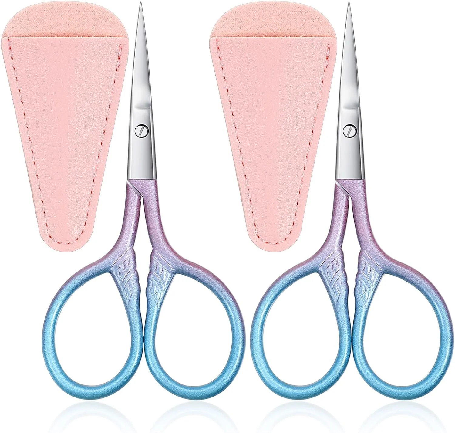 2 عدد قیچی ابرو کوچک 9 سانتی متری برای زنان، قیچی مینیاتوری آرایشی مناسب برای موهای صورت، ابروها، ریش، گوش، بینی، سبیل، خیاطی، گرادیان آبی صورتی، استیل ضد زنگ 2 عدد قیچی ابرو کوچک 9 سانتی متری برای زنان، قیچی مینیاتوری آرایشی مناسب برای موهای صورت، ابروها، ریش، گوش، بینی، سبیل، خیاطی، گرادیان آبی صورتی، استیل ضد زنگ