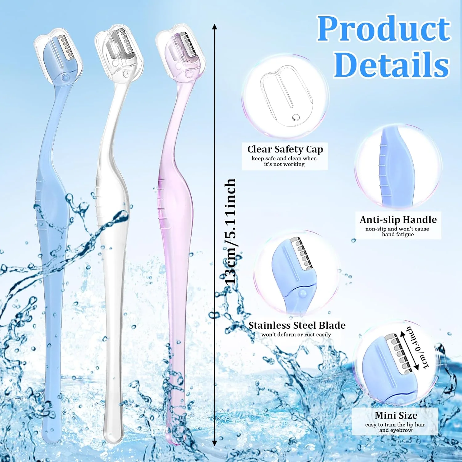 تیغ ابرو 6 عددی، تیغ ابرو مینی، تیغ صورت 13 سانتی متری برای زنان، تیغ های مینی با درپوش ایمنی برای مراقبت از صورت و آرایش (چند رنگ) تیغ ابرو 6 عددی، تیغ ابرو مینی، تیغ صورت 13 سانتی متری برای زنان، تیغ های مینی با درپوش ایمنی برای مراقبت از صورت و آرایش (چند رنگ)