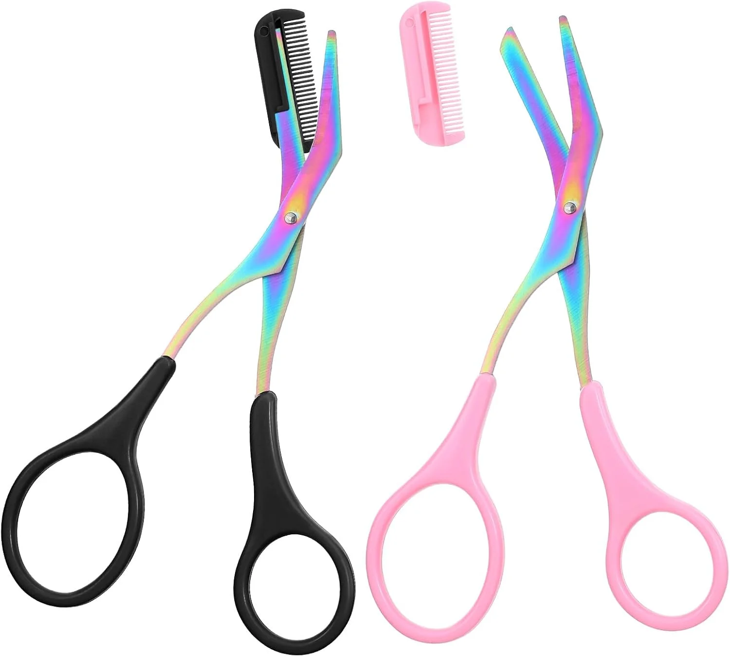 2 PCS Eyebrow Scissors with Comb, Women Brow Scissors Professional, Makeup Eyebrow Scissor with Comb, Grooming Scissor for Women Men, Eye Brow Grooming Tools 2 PCS Eyebrow Scissors with Comb, Women Brow Scissors Professional, Makeup Eyebrow Scissor with Comb, Grooming Scissor for Women Men, Eye Brow Grooming Tools