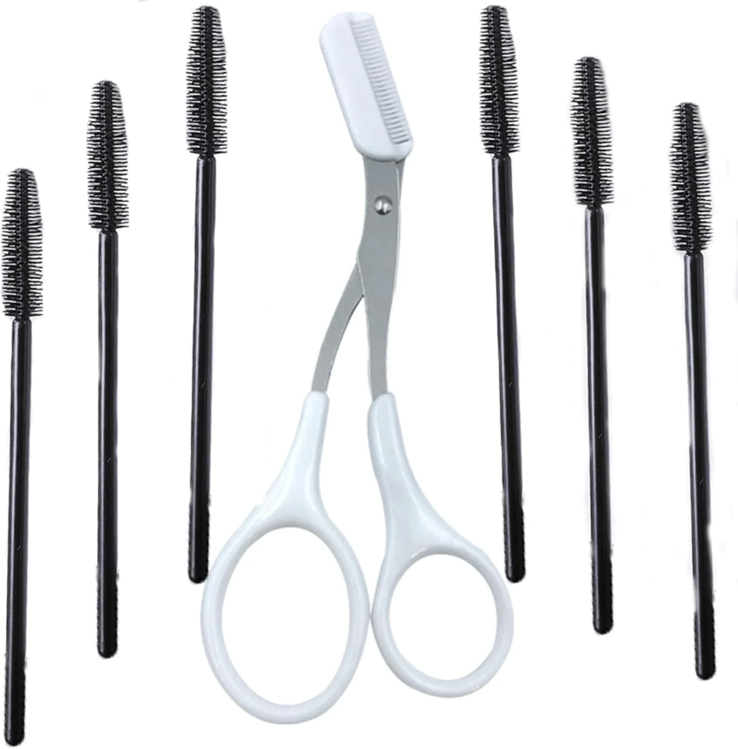 Professional Eyebrow Grooming Kit with Eyebrow Scissors & 6 Brow Brushes - Stainless Steel Eyebrow Trimmer Scissors,13cm Pearl White Design & 10.5cm Matte Black Silicone Brushes for Precision Trimming Professional Eyebrow Grooming Kit with Eyebrow Scissors & 6 Brow Brushes - Stainless Steel Eyebrow Trimmer Scissors,13cm Pearl White Design & 10.5cm Matte Black Silicone Brushes for Precision Trimming