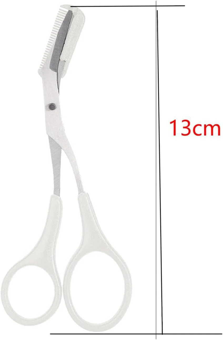 Professional Eyebrow Grooming Kit with Eyebrow Scissors & 6 Brow Brushes - Stainless Steel Eyebrow Trimmer Scissors,13cm Pearl White Design & 10.5cm Matte Black Silicone Brushes for Precision Trimming Professional Eyebrow Grooming Kit with Eyebrow Scissors & 6 Brow Brushes - Stainless Steel Eyebrow Trimmer Scissors,13cm Pearl White Design & 10.5cm Matte Black Silicone Brushes for Precision Trimming