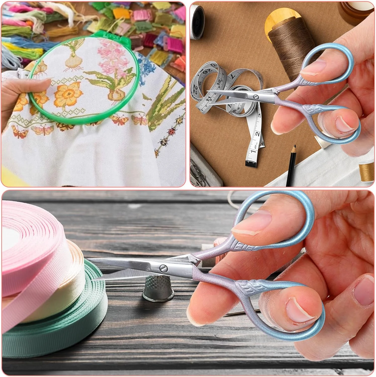 2 عدد قیچی ابرو کوچک 9 سانتی متری برای زنان، قیچی مینیاتوری آرایشی مناسب برای موهای صورت، ابروها، ریش، گوش، بینی، سبیل، خیاطی، گرادیان آبی صورتی، استیل ضد زنگ 2 عدد قیچی ابرو کوچک 9 سانتی متری برای زنان، قیچی مینیاتوری آرایشی مناسب برای موهای صورت، ابروها، ریش، گوش، بینی، سبیل، خیاطی، گرادیان آبی صورتی، استیل ضد زنگ