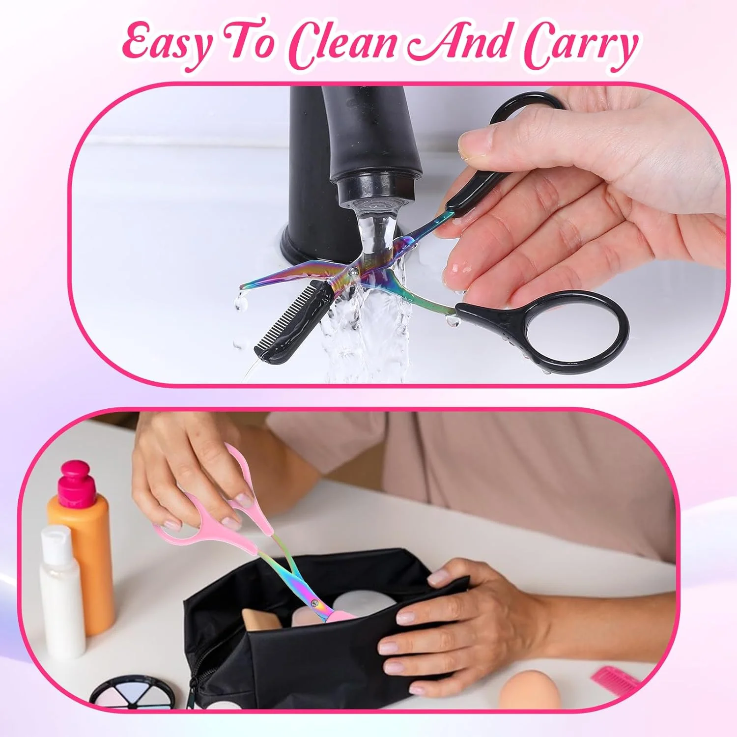 2 PCS Eyebrow Scissors with Comb, Women Brow Scissors Professional, Makeup Eyebrow Scissor with Comb, Grooming Scissor for Women Men, Eye Brow Grooming Tools 2 PCS Eyebrow Scissors with Comb, Women Brow Scissors Professional, Makeup Eyebrow Scissor with Comb, Grooming Scissor for Women Men, Eye Brow Grooming Tools