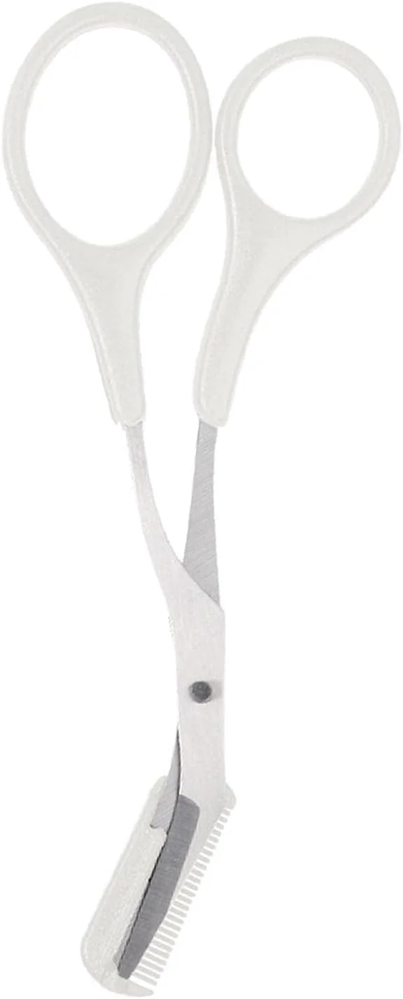 Professional Eyebrow Grooming Kit with Eyebrow Scissors & 6 Brow Brushes - Stainless Steel Eyebrow Trimmer Scissors,13cm Pearl White Design & 10.5cm Matte Black Silicone Brushes for Precision Trimming Professional Eyebrow Grooming Kit with Eyebrow Scissors & 6 Brow Brushes - Stainless Steel Eyebrow Trimmer Scissors,13cm Pearl White Design & 10.5cm Matte Black Silicone Brushes for Precision Trimming