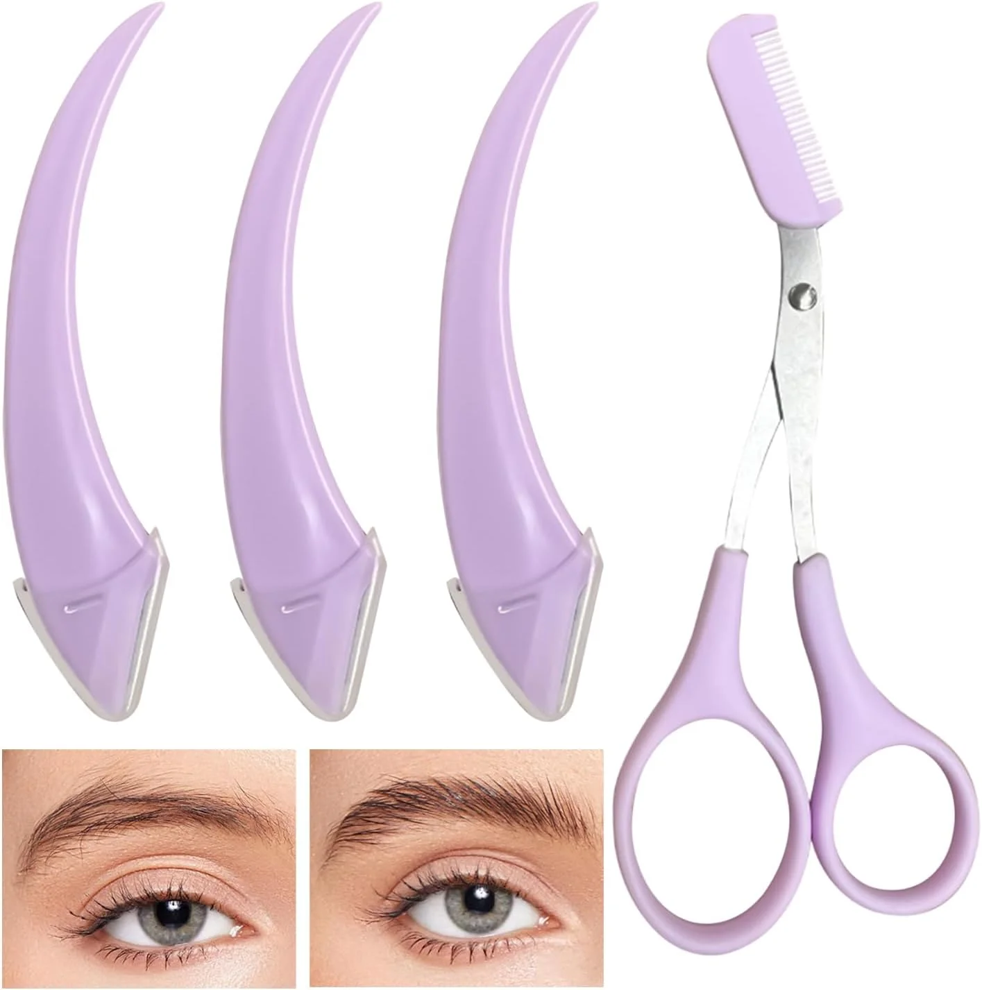 Eyebrow Scissors | Non-Slip Eyebrow Trimming Kit | Grooming Tool for Travel Bathroom Home Bathroom Spa Makeup daily Eyebrow Scissors | Non-Slip Eyebrow Trimming Kit | Grooming Tool for Travel Bathroom Home Bathroom Spa Makeup daily