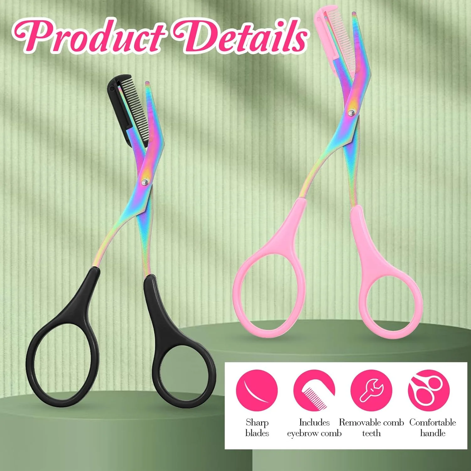 2 PCS Eyebrow Scissors with Comb, Women Brow Scissors Professional, Makeup Eyebrow Scissor with Comb, Grooming Scissor for Women Men, Eye Brow Grooming Tools 2 PCS Eyebrow Scissors with Comb, Women Brow Scissors Professional, Makeup Eyebrow Scissor with Comb, Grooming Scissor for Women Men, Eye Brow Grooming Tools