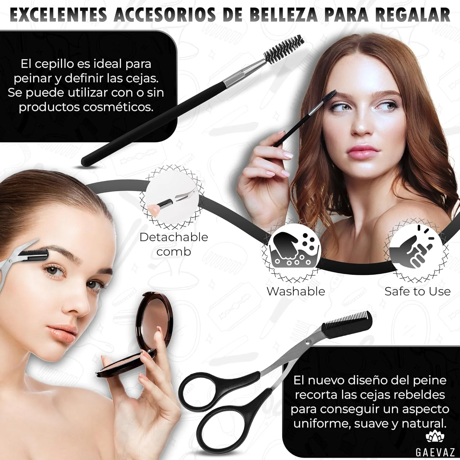 قیچی ابرو GAEVAZ® با شانه جداشدنی + برس برای حالت دادن و فرم دادن به ابروها و مژه ها | پیرایش حرفه ای ابرو در خانه ایده آل برای زنان و مردان (مشکی) قیچی ابرو GAEVAZ® با شانه جداشدنی + برس برای حالت دادن و فرم دادن به ابروها و مژه ها | پیرایش حرفه ای ابرو در خانه ایده آل برای زنان و مردان (مشکی)
