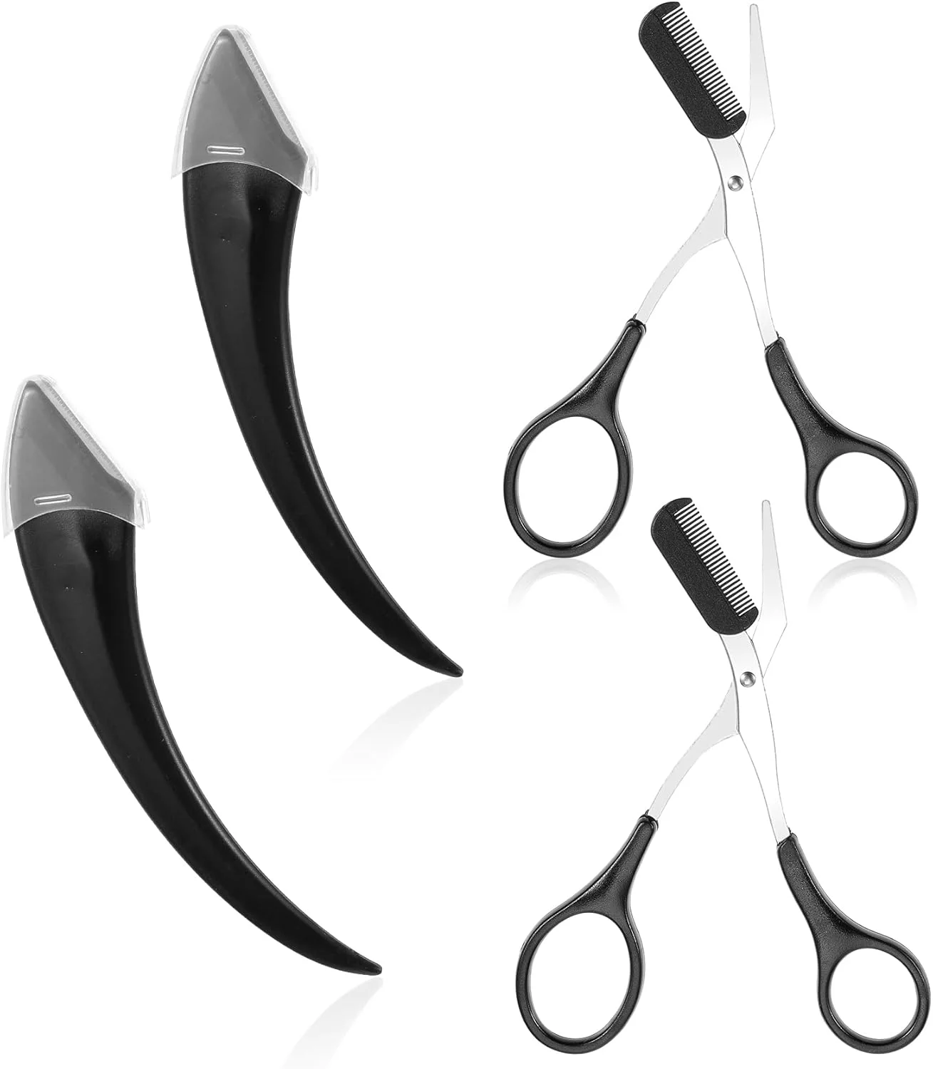 بسته 4 عددی قیچی ابرو به همراه شانه، قیچی ابرو به همراه دو عدد موچین ابرو هلالی شکل، استیل ضد زنگ دقیق، به همراه برس برای آقایان و بانوان (مشکی) بسته 4 عددی قیچی ابرو به همراه شانه، قیچی ابرو به همراه دو عدد موچین ابرو هلالی شکل، استیل ضد زنگ دقیق، به همراه برس برای آقایان و بانوان (مشکی)