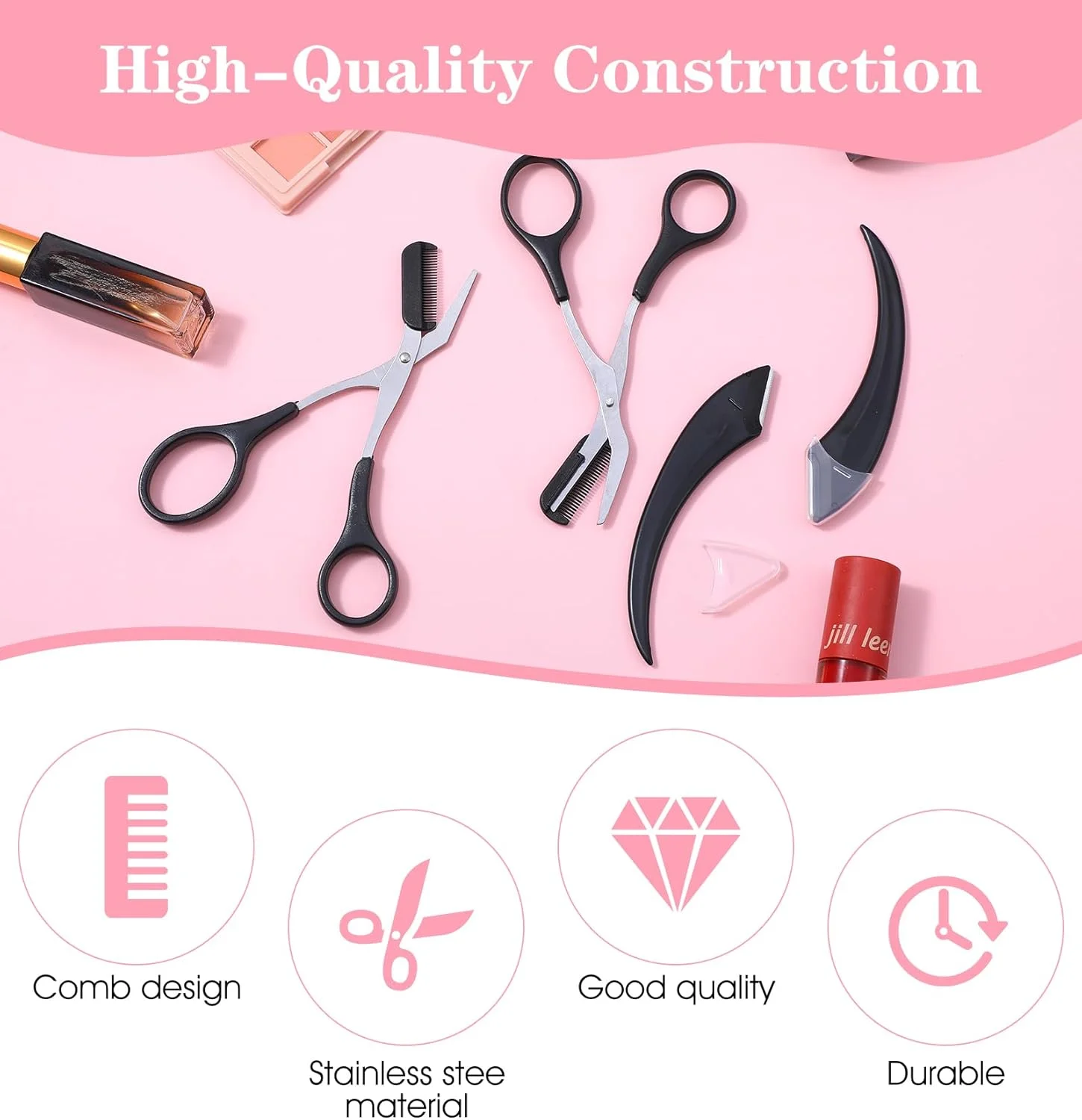 بسته 4 عددی قیچی ابرو به همراه شانه، قیچی ابرو به همراه دو عدد موچین ابرو هلالی شکل، استیل ضد زنگ دقیق، به همراه برس برای آقایان و بانوان (مشکی) بسته 4 عددی قیچی ابرو به همراه شانه، قیچی ابرو به همراه دو عدد موچین ابرو هلالی شکل، استیل ضد زنگ دقیق، به همراه برس برای آقایان و بانوان (مشکی)