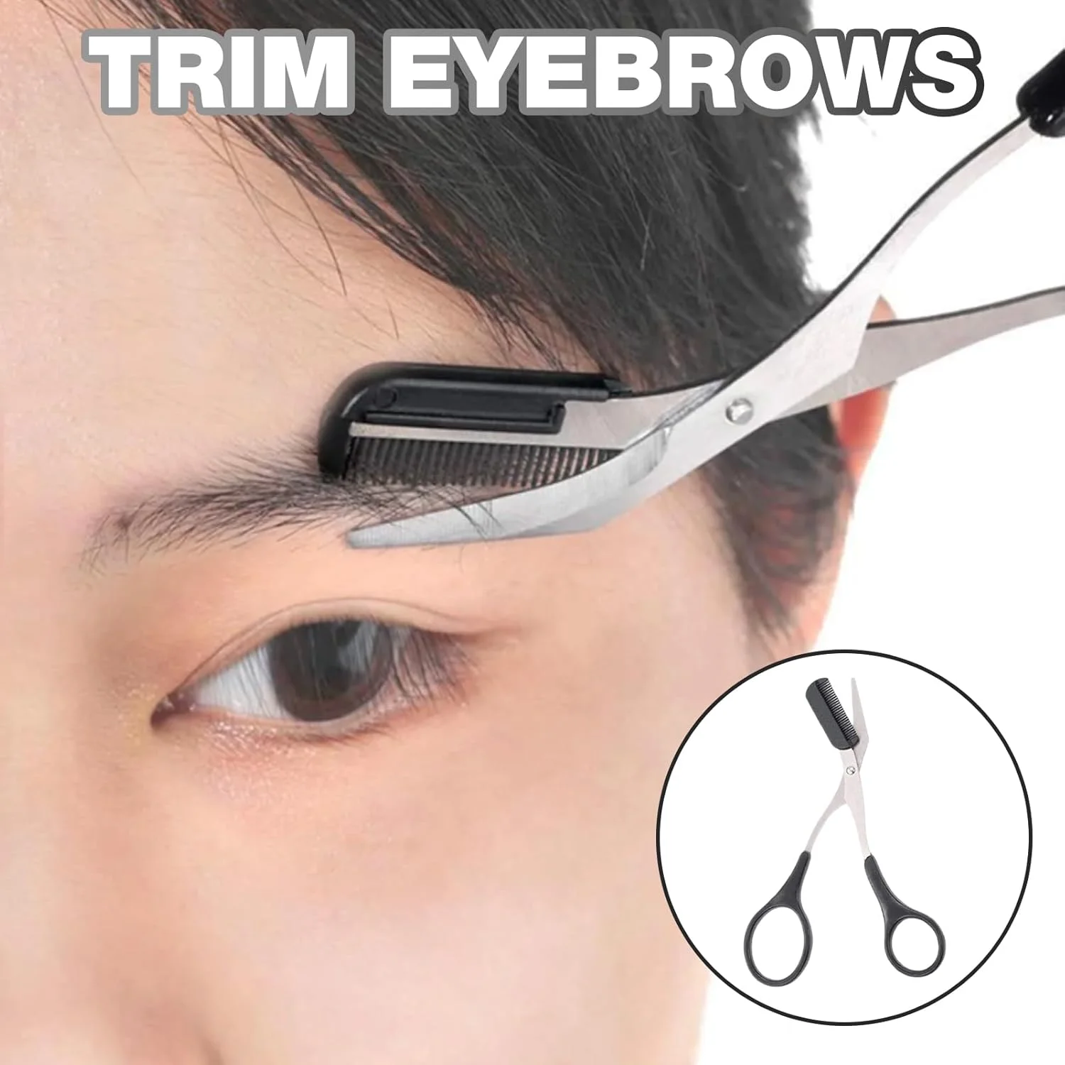 قیچی ابرو استیل ضد زنگ دفسدار 6 عددی با شانه مژه، ابزار زیبایی مشکی برای آقایان و بانوان قیچی ابرو استیل ضد زنگ دفسدار 6 عددی با شانه مژه، ابزار زیبایی مشکی برای آقایان و بانوان