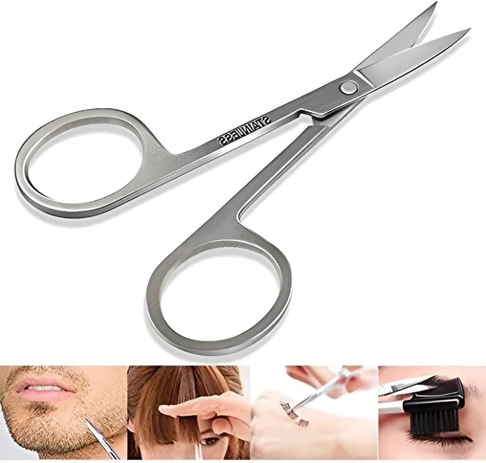 قیچی ابرو کوچک دو عددی چند منظوره - قیچی های فلزی استیل منحنی کوچک برای اصلاح ابرو، مژه، موی بینی، سبیل، ناخن، کاردستی بانوان قیچی ابرو کوچک دو عددی چند منظوره - قیچی های فلزی استیل منحنی کوچک برای اصلاح ابرو، مژه، موی بینی، سبیل، ناخن، کاردستی بانوان