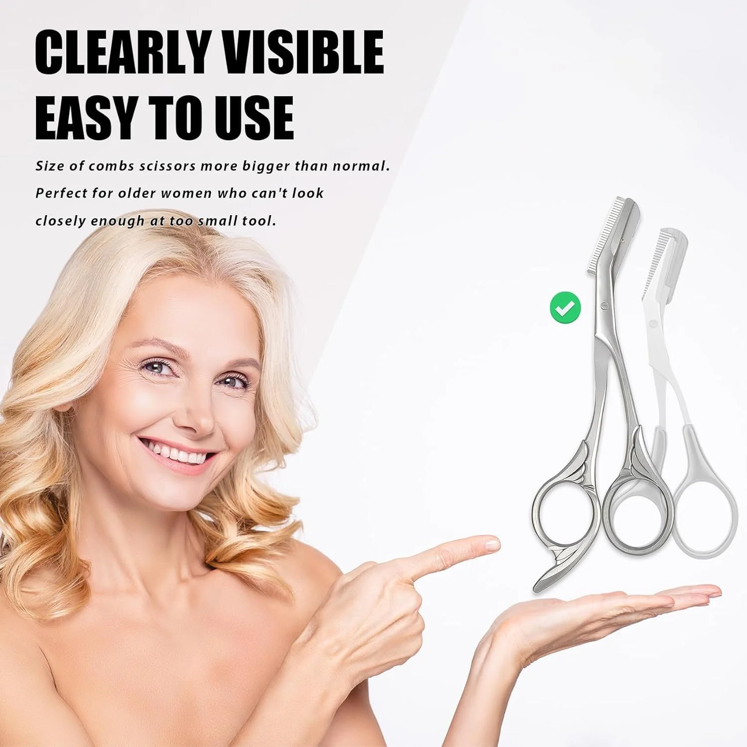 قیچی ابرو دفسدار به همراه شانه، قیچی ابرو با شانه - دسته ارگونومیک، هدیه برای آقایان و بانوان قیچی ابرو دفسدار به همراه شانه، قیچی ابرو با شانه - دسته ارگونومیک، هدیه برای آقایان و بانوان