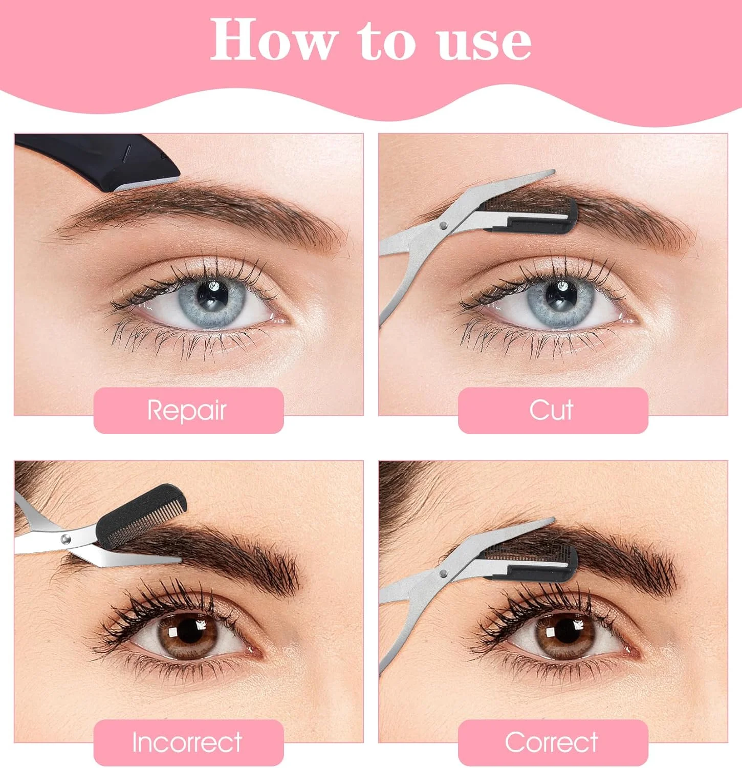 قیچی ابرو زنانه، 2 عدد قیچی اصلاح ابرو به همراه شانه + 2 عدد موچین انحنا دار، ست دقیق برای آقایان و بانوان، ایده آل برای از بین بردن موهای صورت قیچی ابرو زنانه، 2 عدد قیچی اصلاح ابرو به همراه شانه + 2 عدد موچین انحنا دار، ست دقیق برای آقایان و بانوان، ایده آل برای از بین بردن موهای صورت