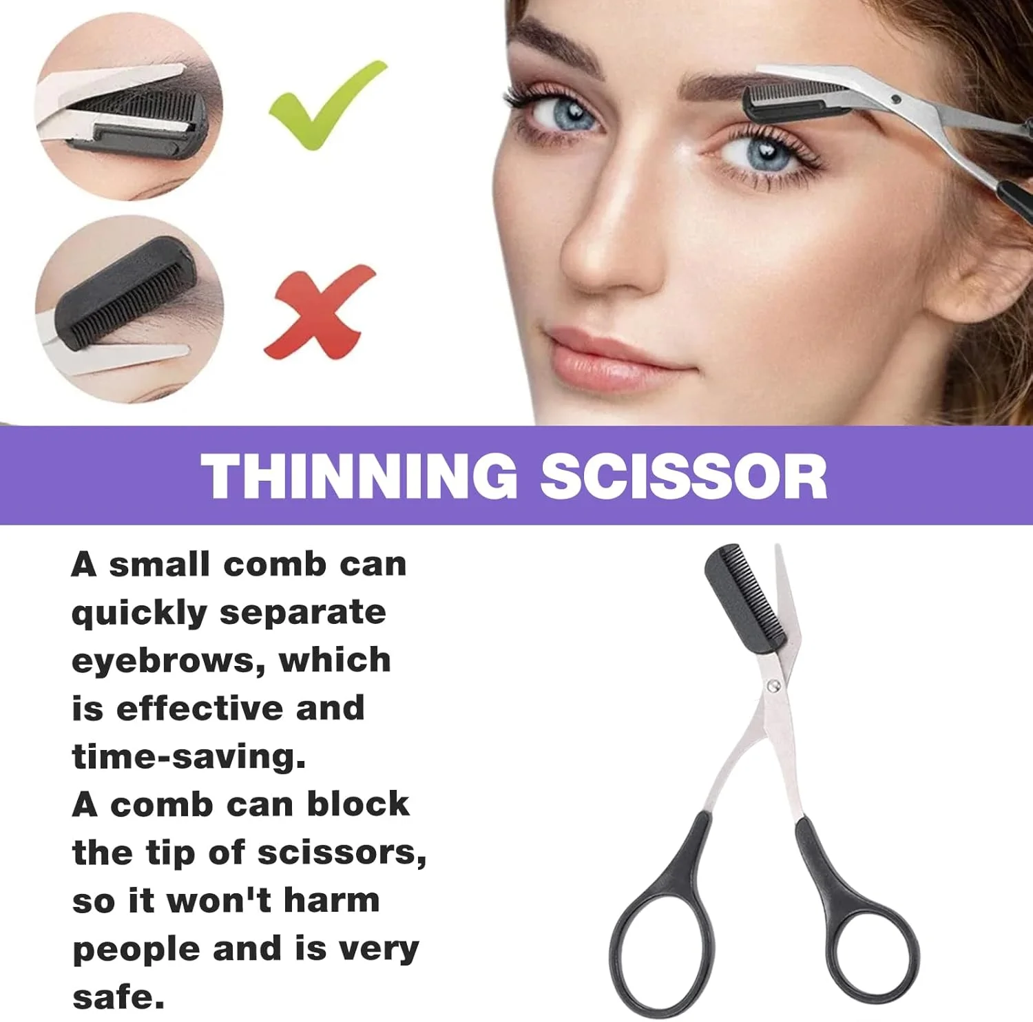 قیچی ابرو استیل ضد زنگ دفسدار 6 عددی با شانه مژه، ابزار زیبایی مشکی برای آقایان و بانوان قیچی ابرو استیل ضد زنگ دفسدار 6 عددی با شانه مژه، ابزار زیبایی مشکی برای آقایان و بانوان