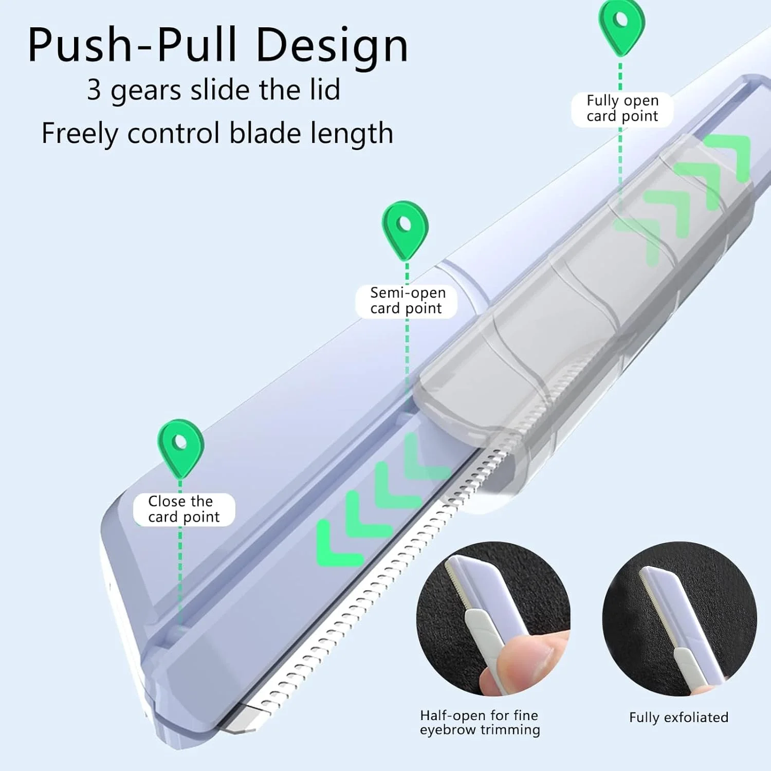 تیغ ابرو زنانه بوکلا 6 عددی، موبر ابرو با روکش کشویی، شکل دهنده ارگونومیک ابرو و تیغ صورت برای از بین بردن موهای زائد، لایه بردار ملایم پوست تیغ ابرو زنانه بوکلا 6 عددی، موبر ابرو با روکش کشویی، شکل دهنده ارگونومیک ابرو و تیغ صورت برای از بین بردن موهای زائد، لایه بردار ملایم پوست