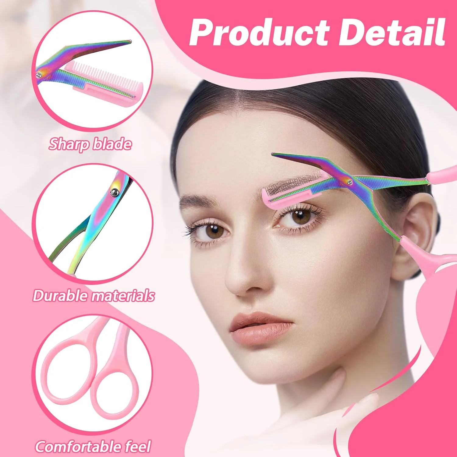 قیچی ابرو رنگارنگ به همراه شانه، بسته 3 عددی، قیچی ابرو حرفه ای برای اصلاح و آرایش ابرو آقایان و بانوان (مشکی، صورتی، آبی) قیچی ابرو رنگارنگ به همراه شانه، بسته 3 عددی، قیچی ابرو حرفه ای برای اصلاح و آرایش ابرو آقایان و بانوان (مشکی، صورتی، آبی)