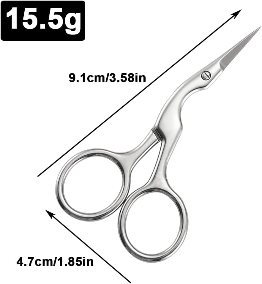 قیچی حالت دهنده ابرو آزونه 2 عددی، قیچی آرایشی حرفه ای استیل ضد زنگ برای ابرو، مژه، سبیل، ریش و ناخن - قیچی چند منظوره برای آقایان و بانوان