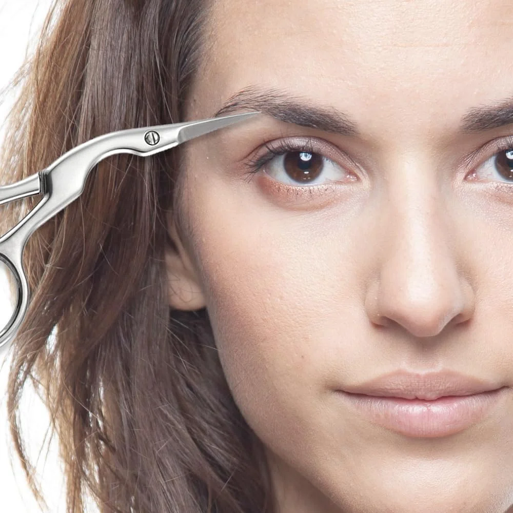 قیچی حالت دهنده ابرو آزونه 2 عددی، قیچی آرایشی حرفه ای استیل ضد زنگ برای ابرو، مژه، سبیل، ریش و ناخن - قیچی چند منظوره برای آقایان و بانوان