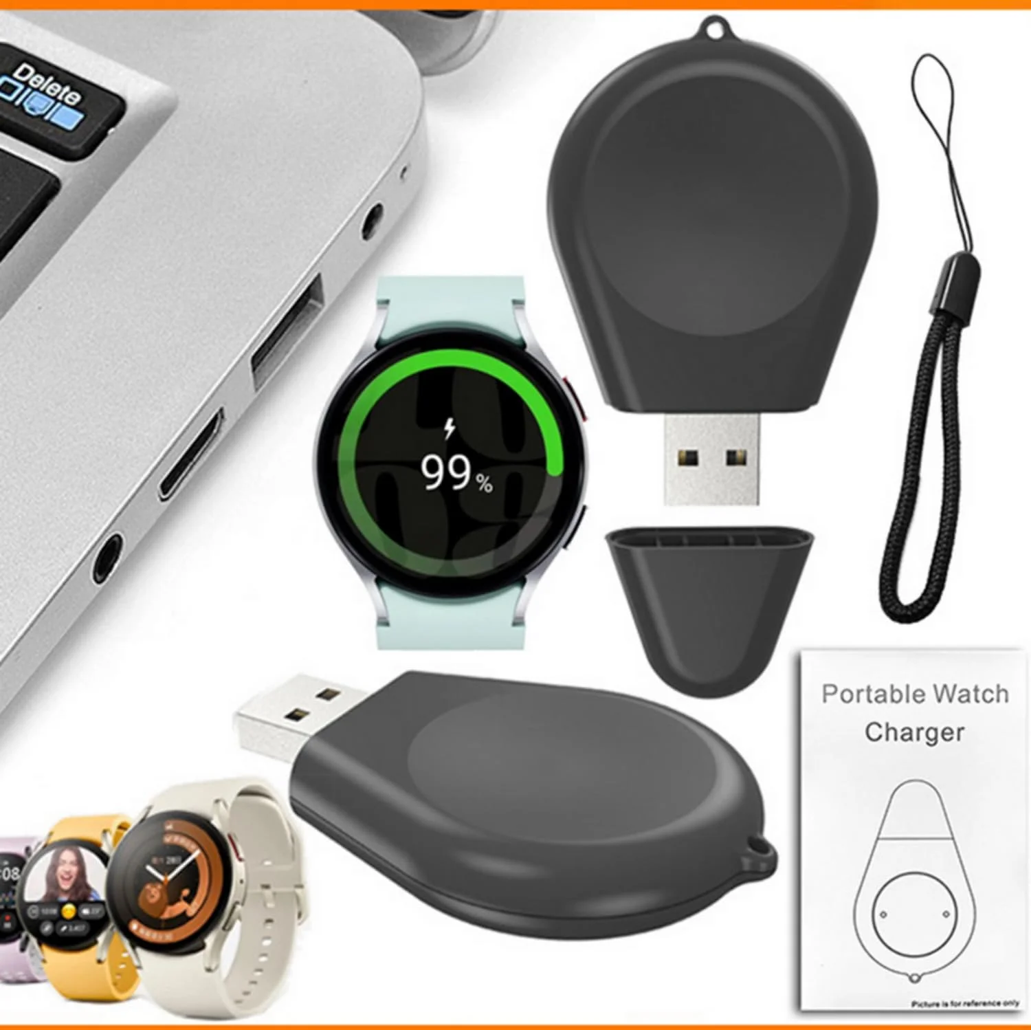 شارژر بی سیم SKEIDO، داک شارژ ساعت هوشمند USB، آداپتور مغناطیسی، اتصال دهنده برق قابل حمل برای لوازم جانبی Galaxy Watch 6 5 4 3