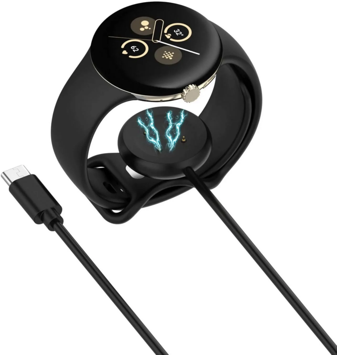 شارژر ساعت SKEIDO 1M برای Google Pixel Watch 2 با رابط Type-C، آداپتور شارژ سریع، کابل شارژ مغناطیسی قابل حمل ساعت هوشمند (شارژر Type C)