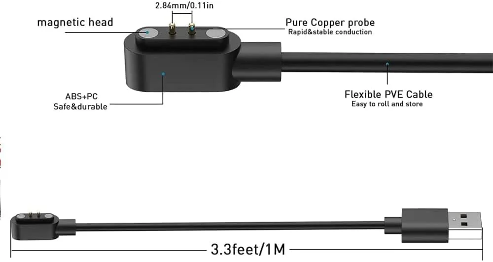 کابل شارژ مغناطیسی USB ساعت هوشمند SKEIDO طول 100 سانتی متر، مناسب برای Letsfit Willful YAMAY VeryFitPro SW023 ID205L SW021 ID205U ID205S SW025 Uwatch 3S 3 2 2S ساعت هوشمند زنانه مردانه (مشکی) کابل شارژ مغناطیسی USB ساعت هوشمند SKEIDO طول 100 سانتی متر، مناسب برای Letsfit Willful YAMAY VeryFitPro SW023 ID205L SW021 ID205U ID205S SW025 Uwatch 3S 3 2 2S ساعت هوشمند زنانه مردانه (مشکی)