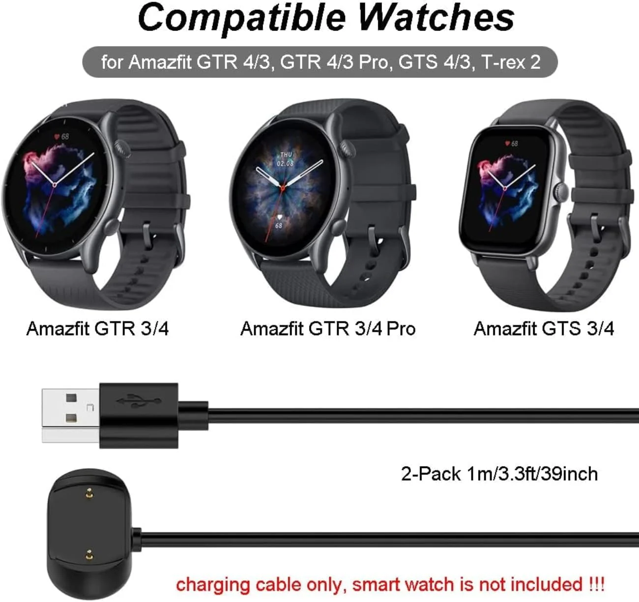 شارژر SKEIDO سازگار با Amazfit GTR 4، GTR 3، GTR 3 Pro، GTS 3، GTS 4، T-Rex 2 - کابل شارژ USB 2 پین 18.5 میلی متر 100 سانتی متری - لوازم جانبی ساعت هوشمند شارژر SKEIDO سازگار با Amazfit GTR 4، GTR 3، GTR 3 Pro، GTS 3، GTS 4، T-Rex 2 - کابل شارژ USB 2 پین 18.5 میلی متر 100 سانتی متری - لوازم جانبی ساعت هوشمند