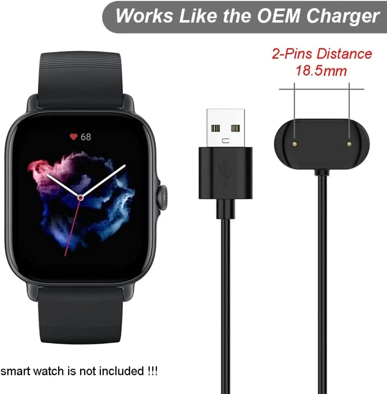 شارژر SKEIDO سازگار با Amazfit GTR 4، GTR 3، GTR 3 Pro، GTS 3، GTS 4، T-Rex 2 - کابل شارژ USB 2 پین 18.5 میلی متر 100 سانتی متری - لوازم جانبی ساعت هوشمند شارژر SKEIDO سازگار با Amazfit GTR 4، GTR 3، GTR 3 Pro، GTS 3، GTS 4، T-Rex 2 - کابل شارژ USB 2 پین 18.5 میلی متر 100 سانتی متری - لوازم جانبی ساعت هوشمند