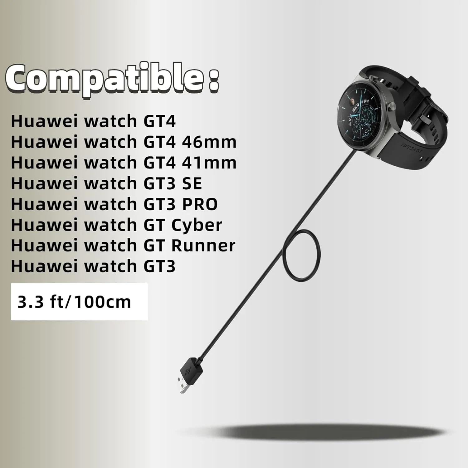 کابل شارژ QHBAMD برای ساعت هوآوی GT4/GT4 46mm/GT4 41mm/GT3/GT3 SE/GT3 PRO، شارژر USB A سازگار با ساعت هوآوی GT Cyber/GT Runner طول 1 متر کابل شارژ QHBAMD برای ساعت هوآوی GT4/GT4 46mm/GT4 41mm/GT3/GT3 SE/GT3 PRO، شارژر USB A سازگار با ساعت هوآوی GT Cyber/GT Runner طول 1 متر