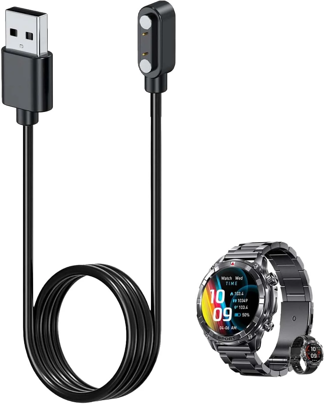 شارژر NOUKAJU برای ساعت هوشمند Ynwinste I1160B، کابل شارژ مغناطیسی USB به طول 1 متر، کابل شارژ جایگزین برای ساعت هوشمند Ynwinste I1160B (مشکی) شارژر NOUKAJU برای ساعت هوشمند Ynwinste I1160B، کابل شارژ مغناطیسی USB به طول 1 متر، کابل شارژ جایگزین برای ساعت هوشمند Ynwinste I1160B (مشکی)