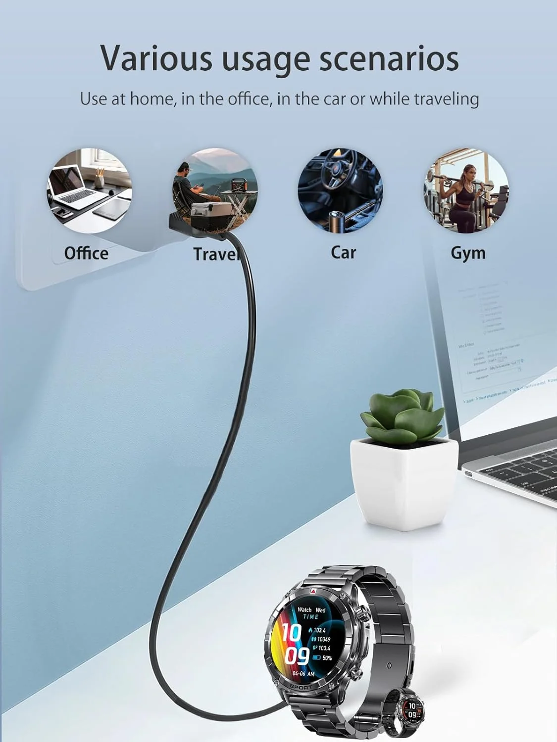 شارژر NOUKAJU برای ساعت هوشمند Ynwinste I1160B، کابل شارژ مغناطیسی USB به طول 1 متر، کابل شارژ جایگزین برای ساعت هوشمند Ynwinste I1160B (مشکی) شارژر NOUKAJU برای ساعت هوشمند Ynwinste I1160B، کابل شارژ مغناطیسی USB به طول 1 متر، کابل شارژ جایگزین برای ساعت هوشمند Ynwinste I1160B (مشکی)