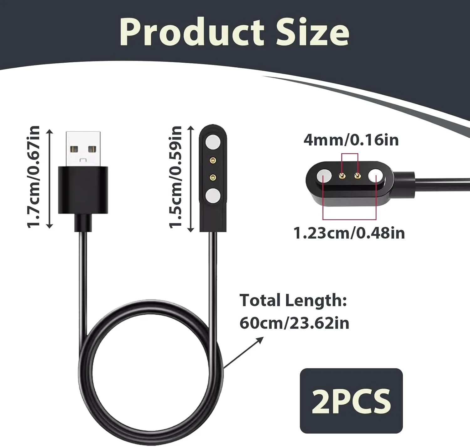 شارژر مغناطیسی ساعت هوشمند 2 عددی، کابل شارژ ساعت هوشمند 2 پین 4 میلی متری سازگار با YAMAY SW022 Ticwatch GTX Haylou RT LS05S AGPTEK LW11 و غیره، شارژر مغناطیسی جهانی برای ساعت هوشمند بادوام شارژر مغناطیسی ساعت هوشمند 2 عددی، کابل شارژ ساعت هوشمند 2 پین 4 میلی متری سازگار با YAMAY SW022 Ticwatch GTX Haylou RT LS05S AGPTEK LW11 و غیره، شارژر مغناطیسی جهانی برای ساعت هوشمند بادوام
