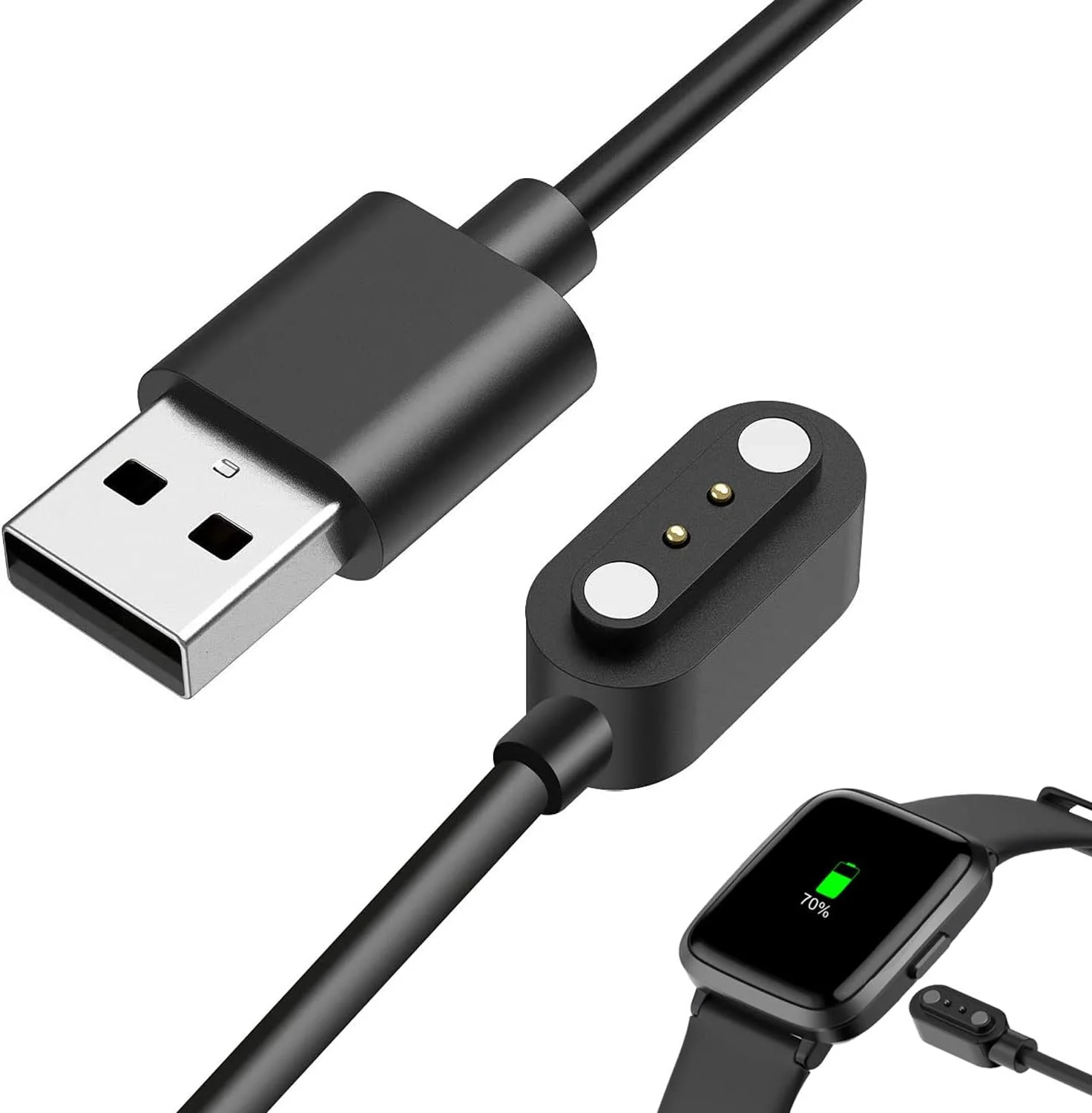 شارژر مغناطیسی ساعت هوشمند Mailink سازگار با YAMAY Willful Letsfit Letscom، کابل شارژ USB مغناطیسی برای ساعت هوشمند Umidigi Uwatch 3S 3 2 2S Urun (مشکی)