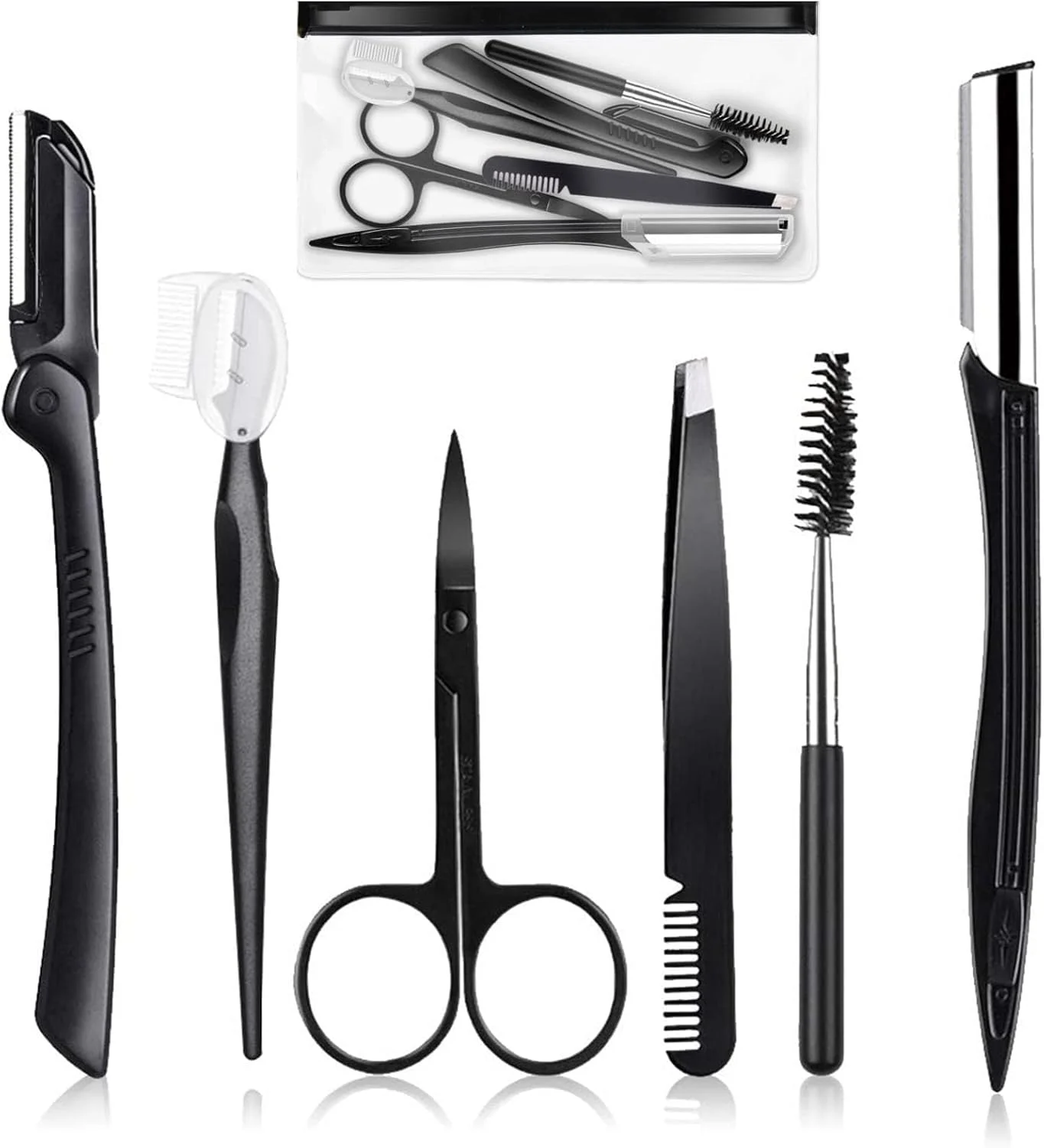 ست تیغ ابرو Aputue، ست 6 عددی ابزار اصلاح ابرو، تیغ صورت، برس ابرو، قیچی ابرو، موچین به همراه کیف نگهداری برای خانم ها و آقایان ست تیغ ابرو Aputue، ست 6 عددی ابزار اصلاح ابرو، تیغ صورت، برس ابرو، قیچی ابرو، موچین به همراه کیف نگهداری برای خانم ها و آقایان