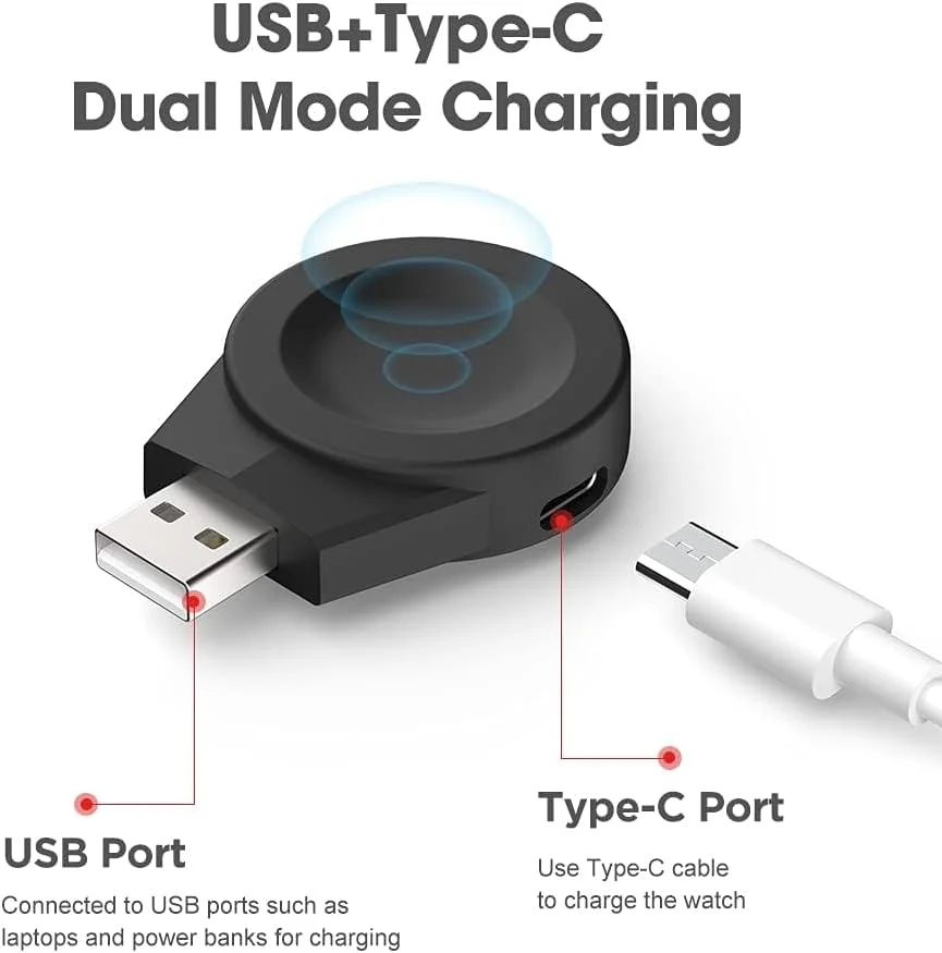 شارژر USB دو در یک NALACAL برای HUAWEI Watch 3، شارژ مغناطیسی بی سیم برای HUAWEI Watch 3 Pro/HUAWEI Watch GT2 Pro، شارژر ساعت هوشمند قابل حمل مسافرتی برای HUAWEI Watch 3 با پورت شارژر USB C