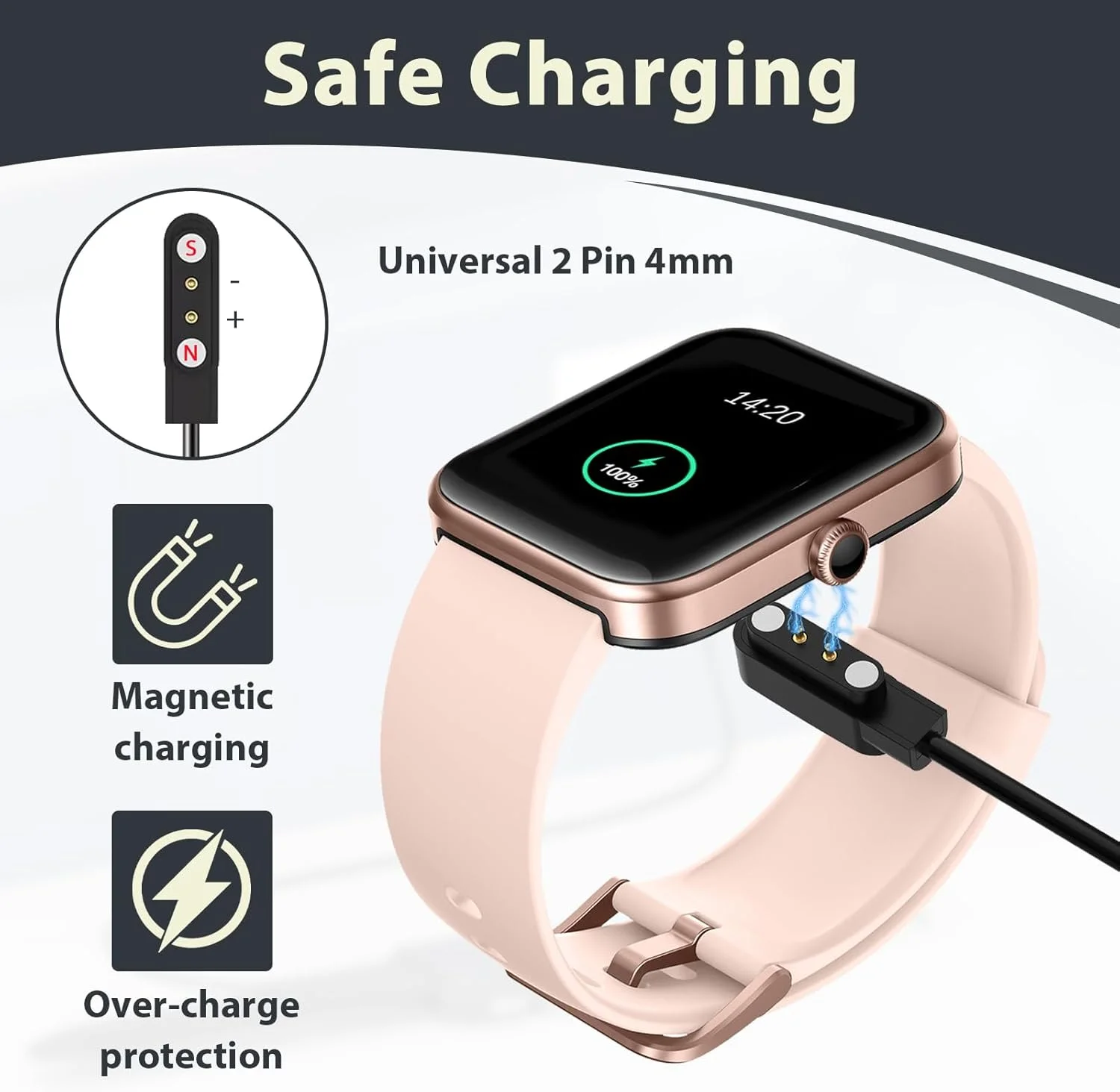 شارژر مغناطیسی ساعت هوشمند 2 عددی، کابل شارژ ساعت هوشمند 2 پین 4 میلی متری سازگار با YAMAY SW022 Ticwatch GTX Haylou RT LS05S AGPTEK LW11 و غیره، شارژر مغناطیسی جهانی برای ساعت هوشمند بادوام شارژر مغناطیسی ساعت هوشمند 2 عددی، کابل شارژ ساعت هوشمند 2 پین 4 میلی متری سازگار با YAMAY SW022 Ticwatch GTX Haylou RT LS05S AGPTEK LW11 و غیره، شارژر مغناطیسی جهانی برای ساعت هوشمند بادوام