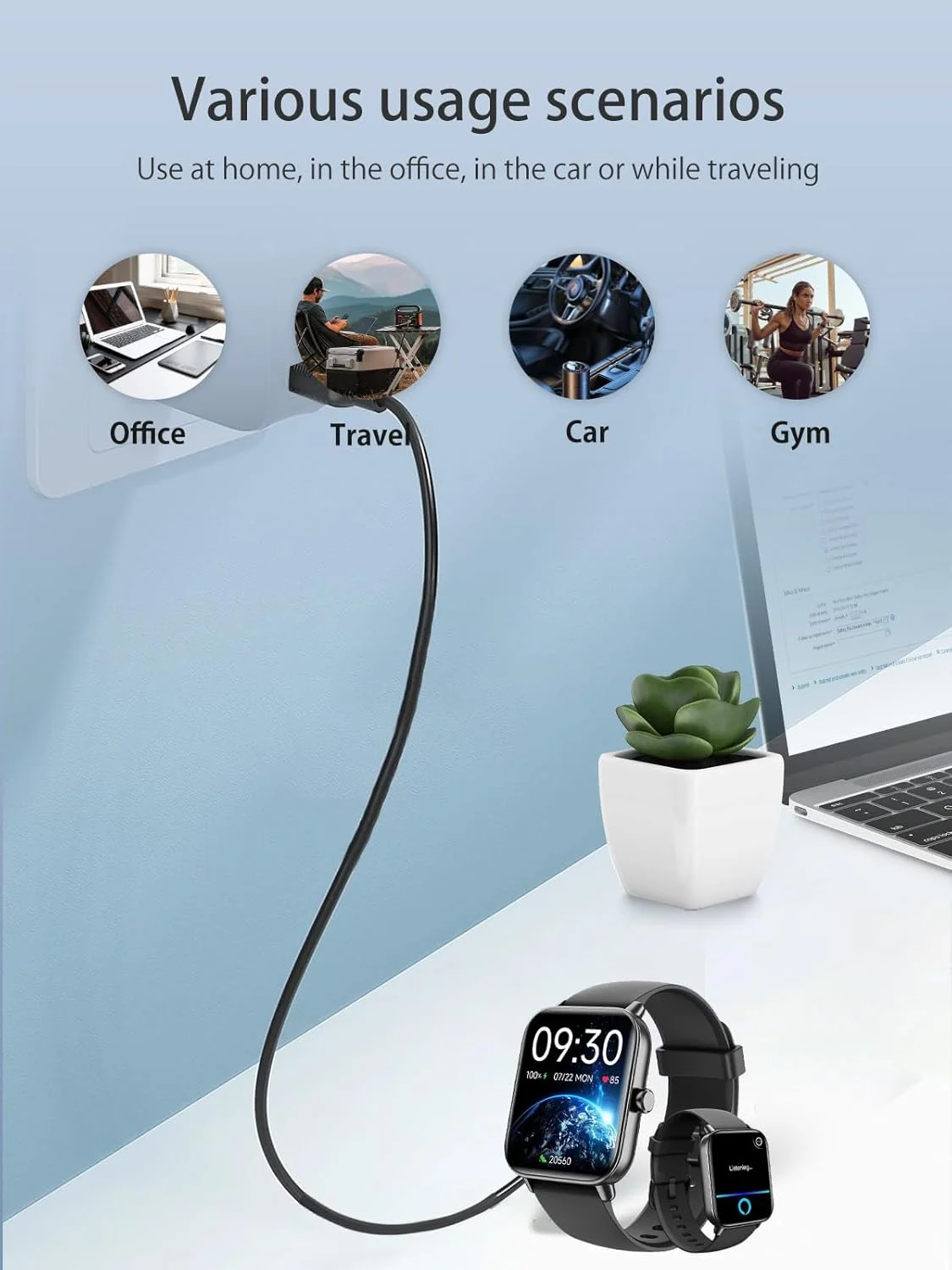 شارژر NOUKAJU برای ساعت هوشمند aeac، کابل شارژ مغناطیسی USB 1 متری، کابل شارژ برای ساعت هوشمند aeac (مشکی) شارژر NOUKAJU برای ساعت هوشمند aeac، کابل شارژ مغناطیسی USB 1 متری، کابل شارژ برای ساعت هوشمند aeac (مشکی)